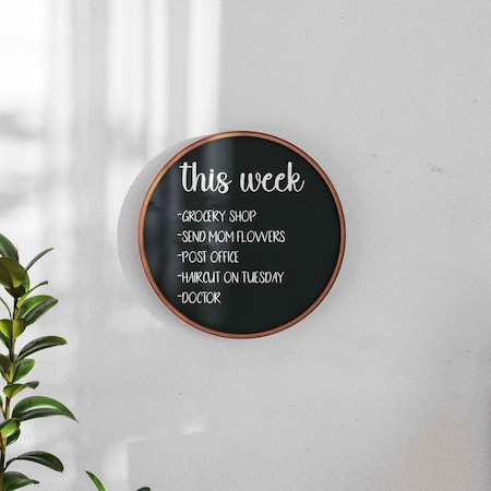 Flash Furniture Canterbury 18 Round Wall Mounted Magnetic Chalkboard w/Eraser & Chalk in Rustic Pine Wood Frame HGWA-CHKCIRCLE18-BRN-GG